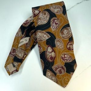 VALENTINO CRAVATTE MENS TIE 100% silk made in Italy VINTAGE black gold burgundy